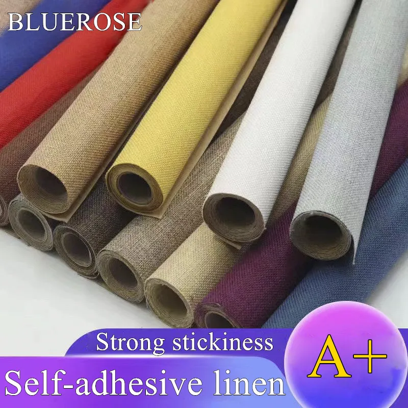 

Self Adhesive Linen Fabric for DIY Handmade Crafts Gift Packaging Jewelry Drawer Liner Bag Wall Home Renovation Decorative Cloth