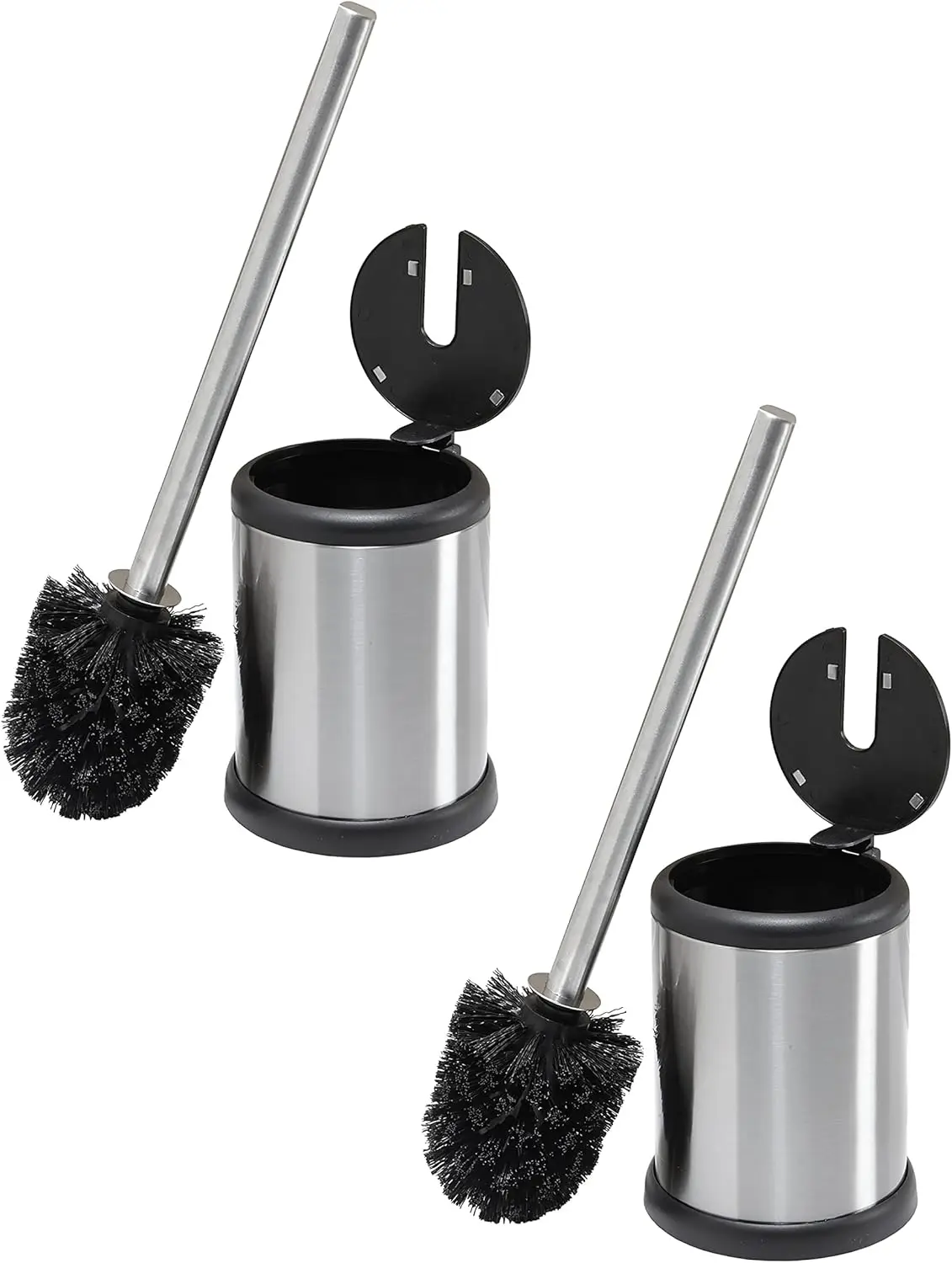 

Stainless Steel Self-Closing Toilet Brush Set, Fingerprint-Proof & Compact for Small Spaces, Silver Finish