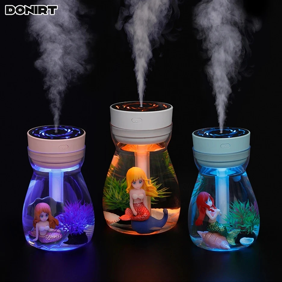

New Mermaid Humidifier Cute Mini Desktop Colorful Humidifier Office Atomizer Silent Fog Hydrating with Night Light Humidifier