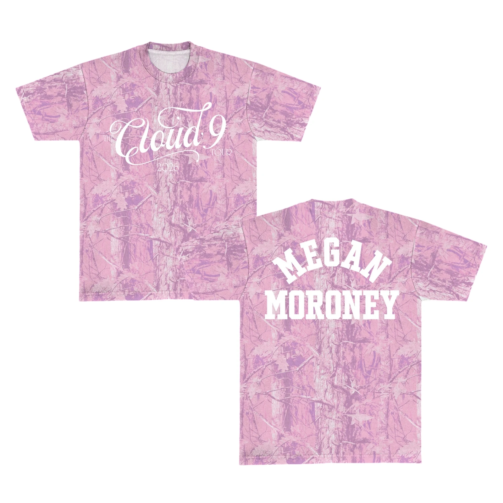 Megan Moroney Cloud 9 Tour 2026 Pink Camo Tour Jersey Short Sleeve Graphic Printed T-Shirt Sportswear Breathable Summer Fan Tee