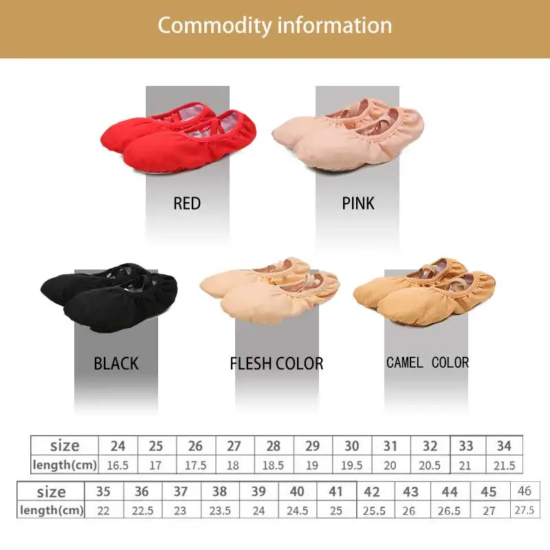 Professional Woman\'s Children Cotton Canvas Soft Ballet Shoes Split Sole Gymnastics Yoga Dancing Shoes Practice Shoes For Ballet
