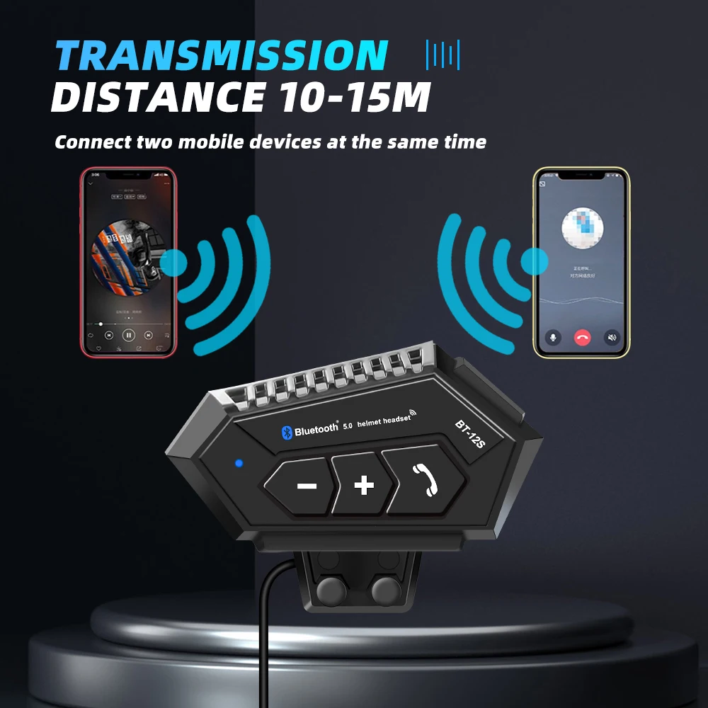 Motorcycle Helmet Headset Bluetooth 5.0 Wireless Earphones 2000mah Battery Anti-interference Handsfree For Full/Half Face Helmet