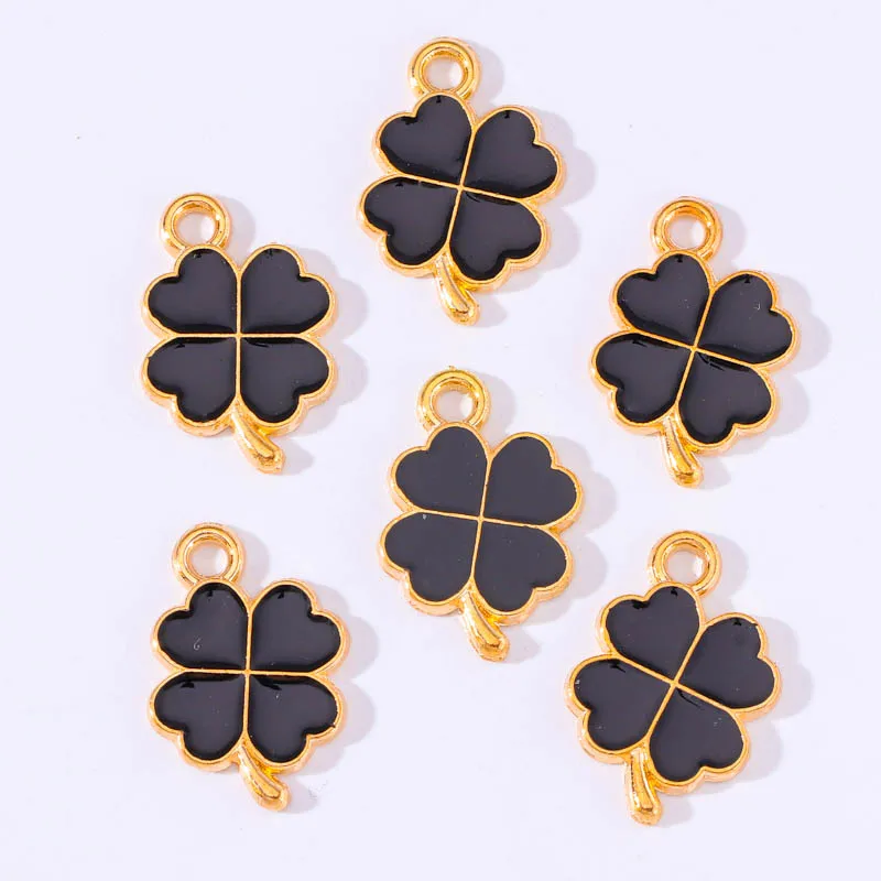 20Pcs Mixed Color Enamel Four Leaf Clover Lucky Pendant Creative Birthday Gift DIY Necklace Bracelet Earrings Charms For Jewelry