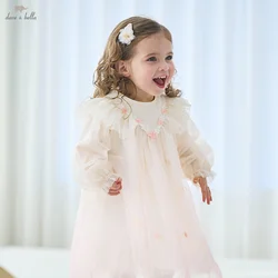 Dave Bella Girls' Dress Spring New Sweet Charm Cute Children's Elegant Floral Mesh Princess Dress Party Outdoor DB1250545