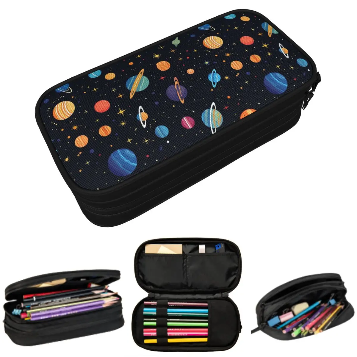 

Floating Planets Galaxy And Stars For Astronomy Pencil Case for Students Pen Box Pencil Bag Stationery Supplies Pen Holder Bag