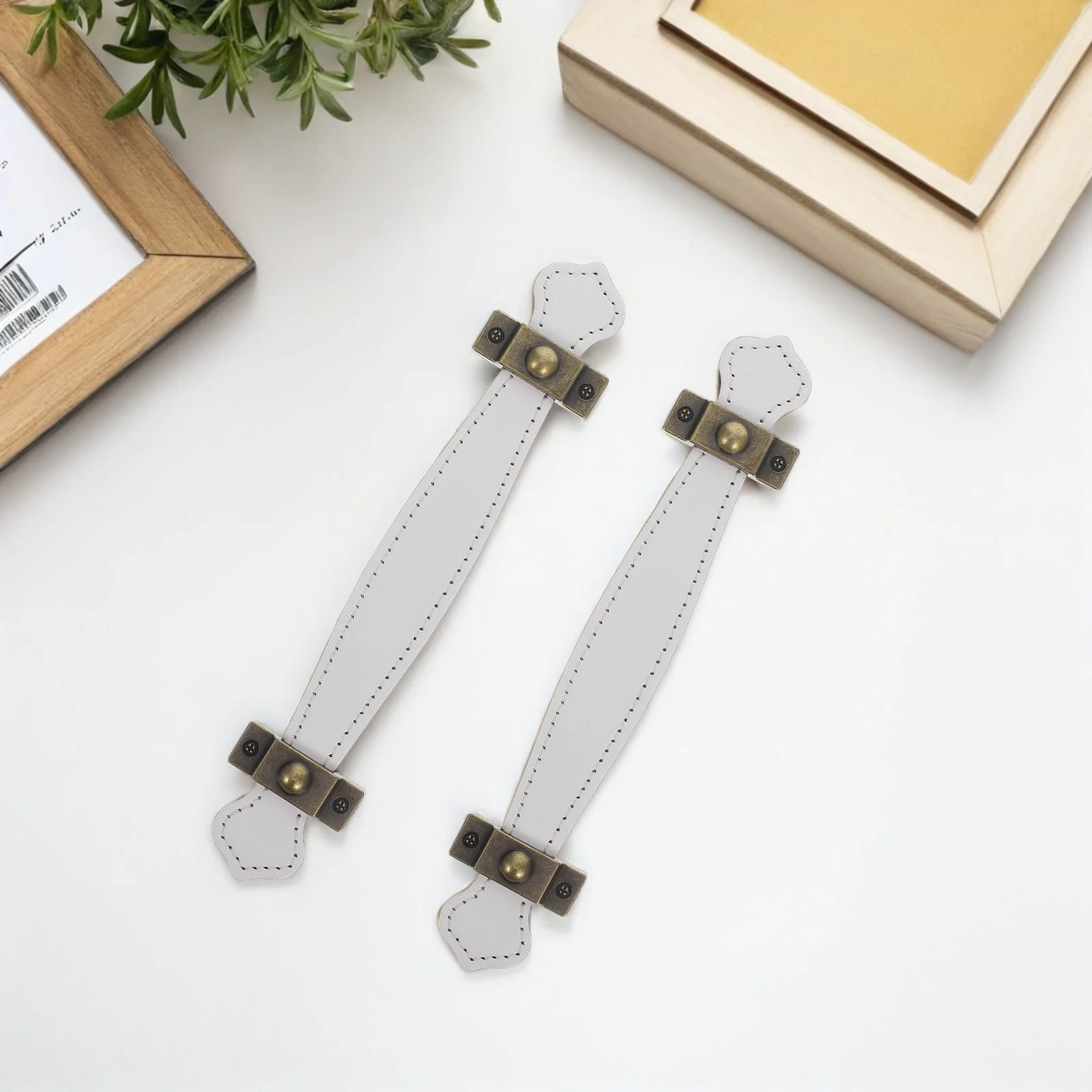 2 шт., винтажные ручки для ящика из искусственной кожи, дверные ручки багажника с винтами для замены фурнитуры для домашней мебели