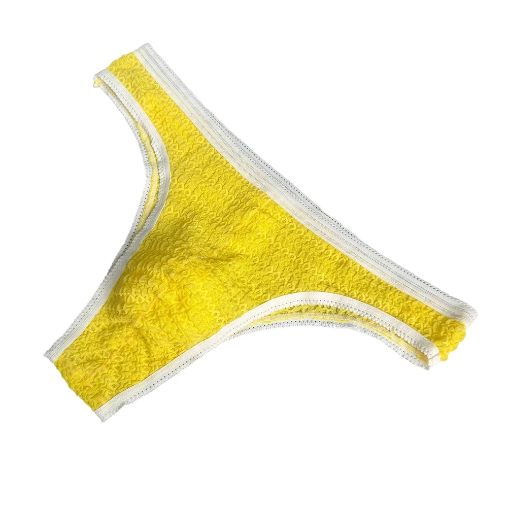 1pc Men Sexy Lace Texture Briefs Underwear Breathable Comfortable Bulge Pouch Low Waist Lingerie Solid Color Briefs