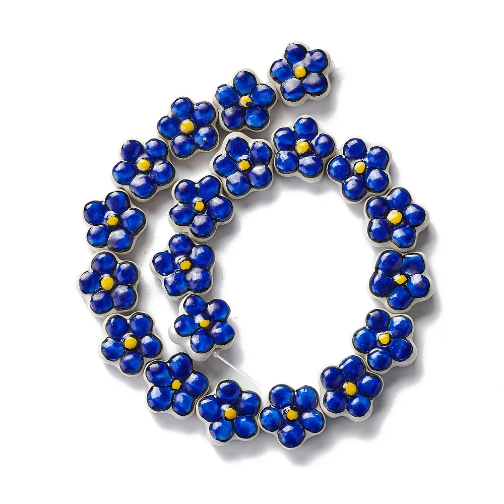 PandaHall 1 Strang Handgefertigte Porzellan-Blumenperlen, 17-17,5x16,5-17x7,5-7,8mm für DIY Halskette Armband Schmuckherstellung – Detail 27