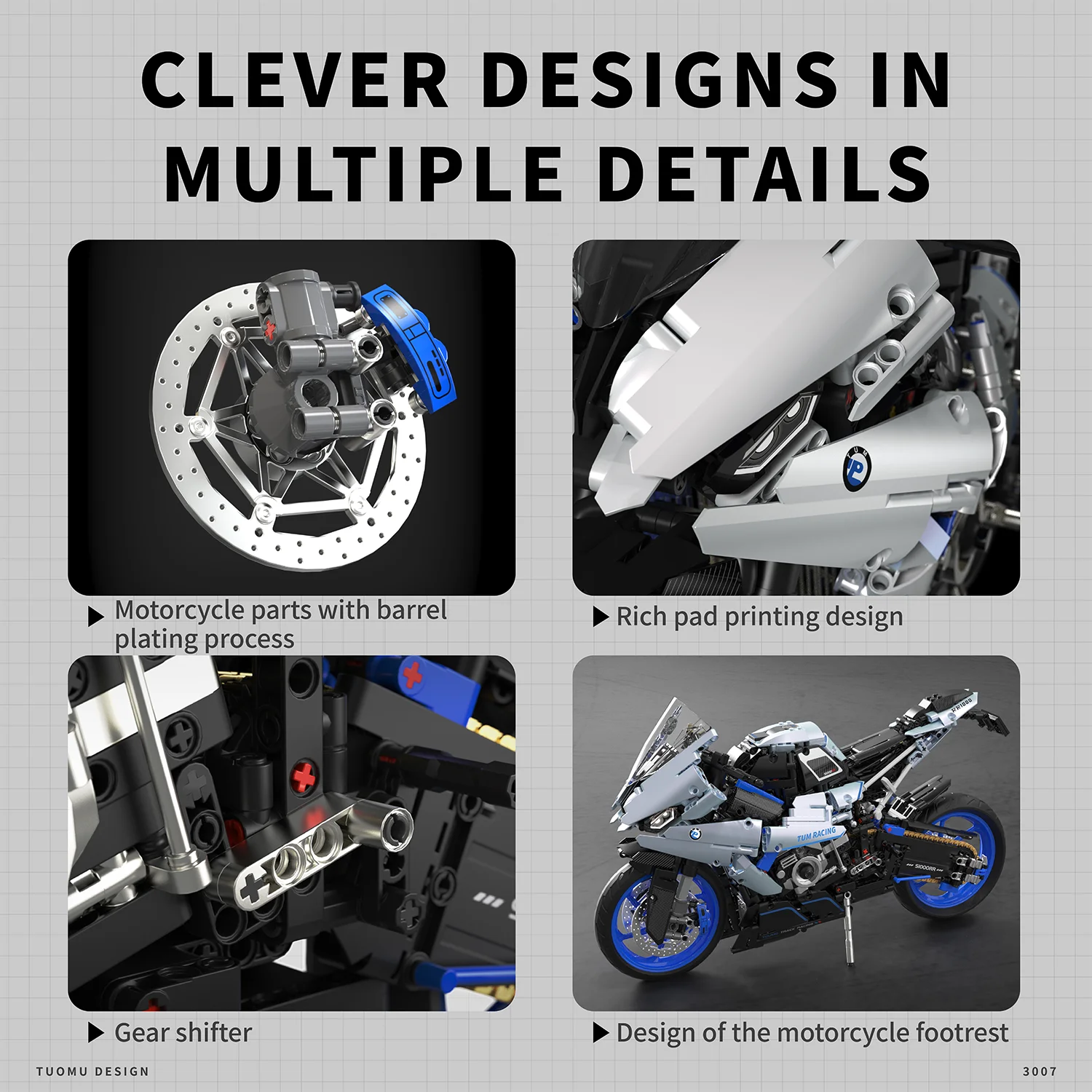 1:5 Technische Motorrad Bausteine Ziegel M1000 RR Motorrad Lokomotive Racing Auto Montieren Modell Fahrzeug Spielzeug für Kind Geschenk