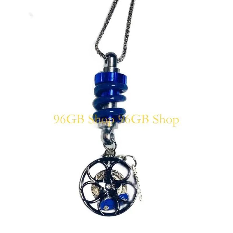 96GB Vehicle Mirror Wheel Hub Ornament Metal Pendant with Spring Detail Accent