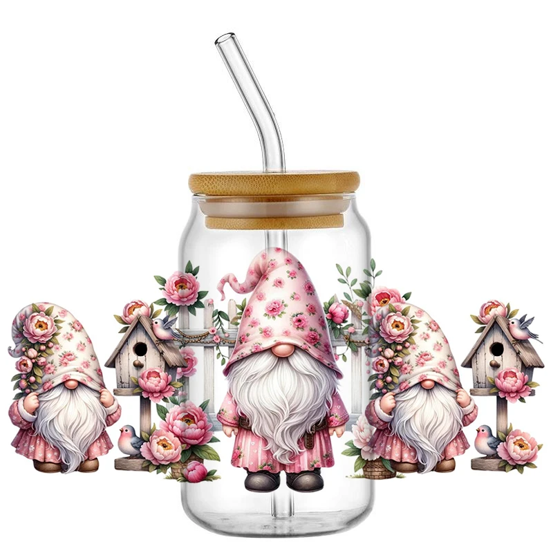 3D Cartoon UV DTF Cup Mug Wraps Pattern Old man in hat Transfer Sticker for 16oz Libbey Glasses Cup Waterproof DIY Sticker