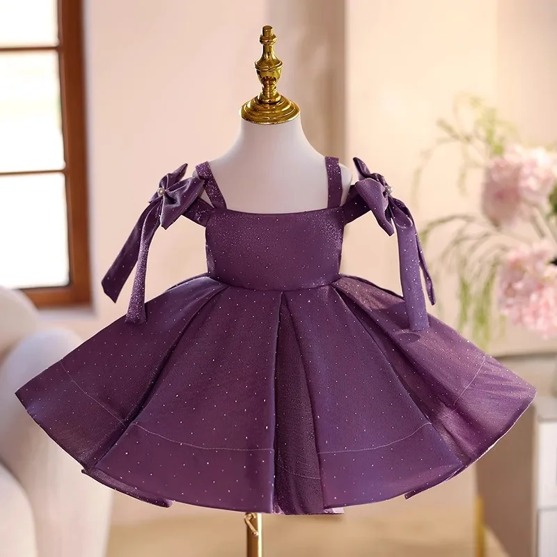Children High End Host Piano Princess Ball Gown Girls Cute Bow Design Birthday Wedding Dress g388