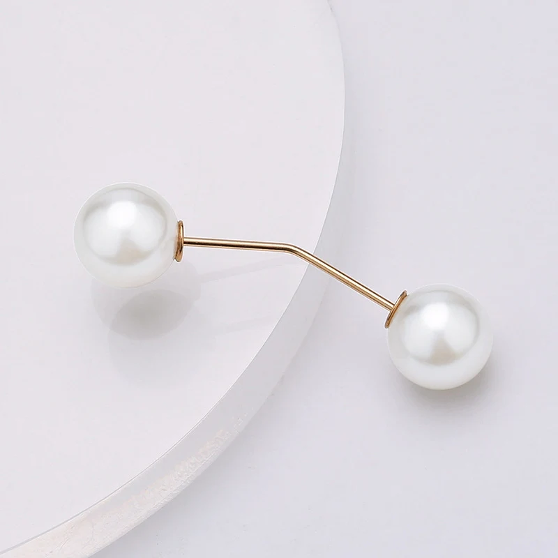 Großhandel Doppel Perle Metall Brosche Für Frauen Kleidung der Zubehör Feste Sicherheit Pin Schal Clip Kleid Dekoration Perle Schmuck – Detail 9
