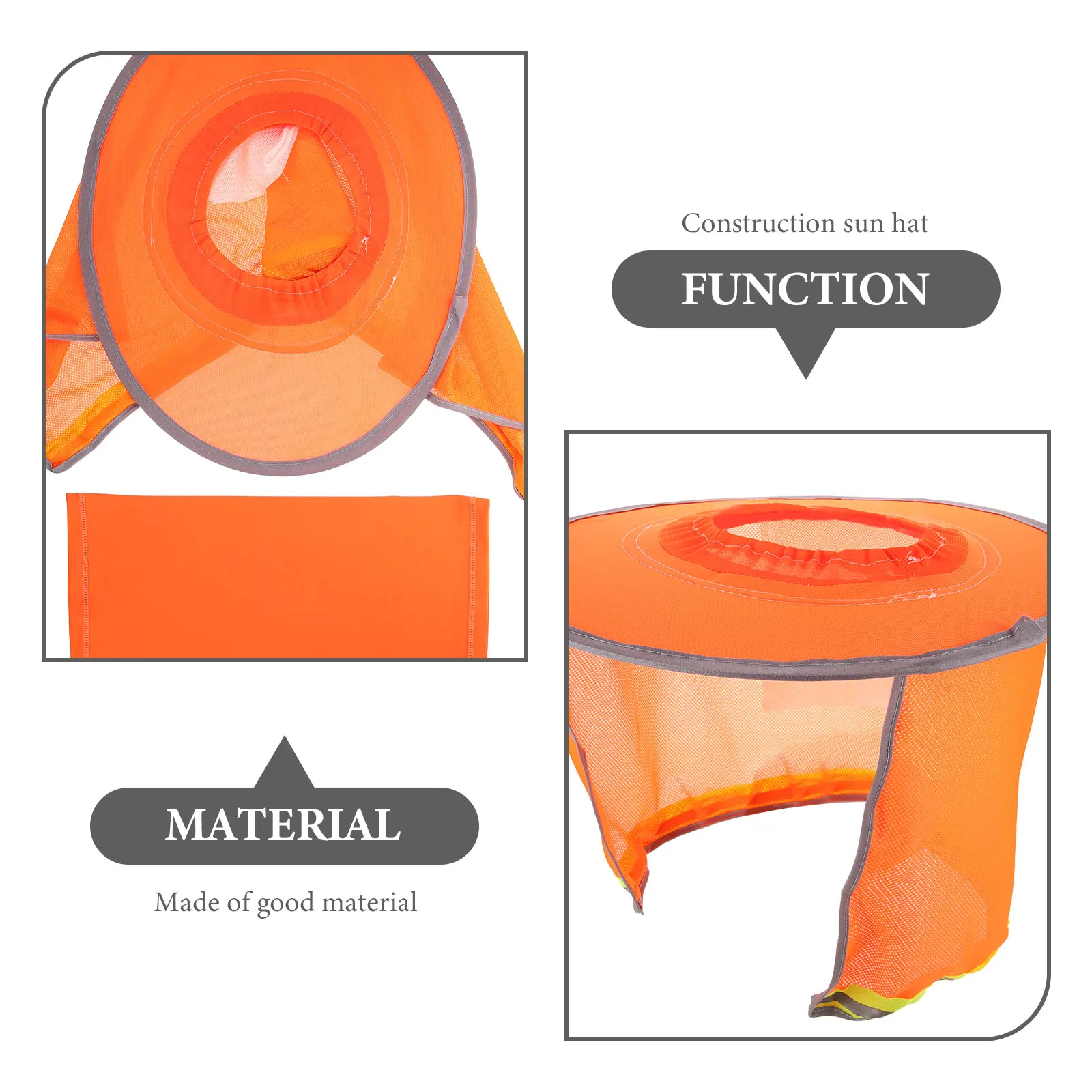 Sun Protection Brim Hard Hat Cooling Inserts Net Curtain Orange Construction Shade