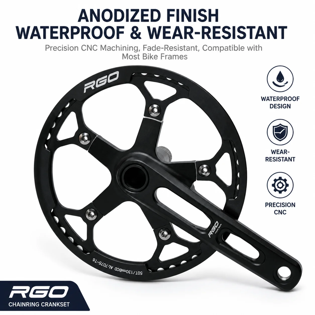 RGO CNC Narrow Wide Chainring 130BCD 8-12 Speed Single Chainwheel With Chain Guard Plate For Brompton P8 P10 Neo Folding Bike - view 5