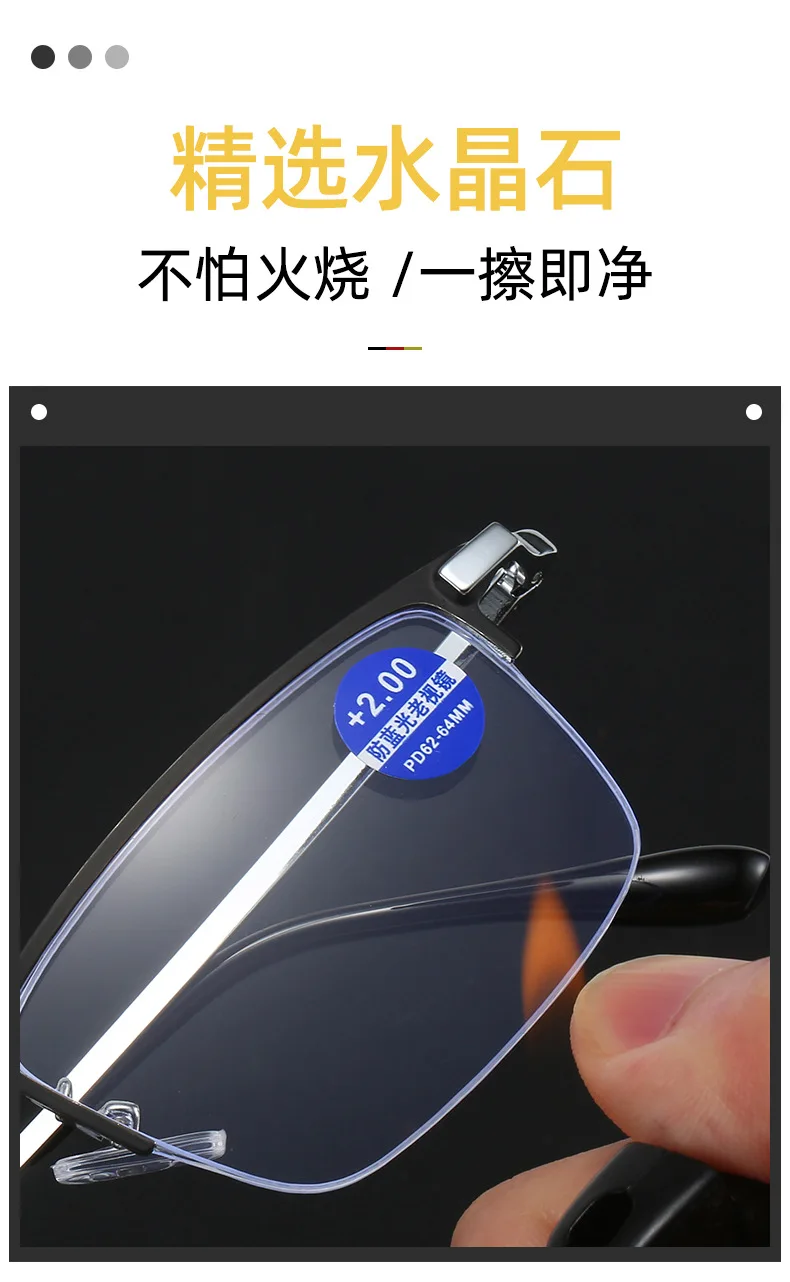Neue Titan Legierung Rahmen Glas Lesebrille Für Männer High Definition Augenschutz Echtes Metall Halb Rahmen Hohe Qualität Busi – Detail 10