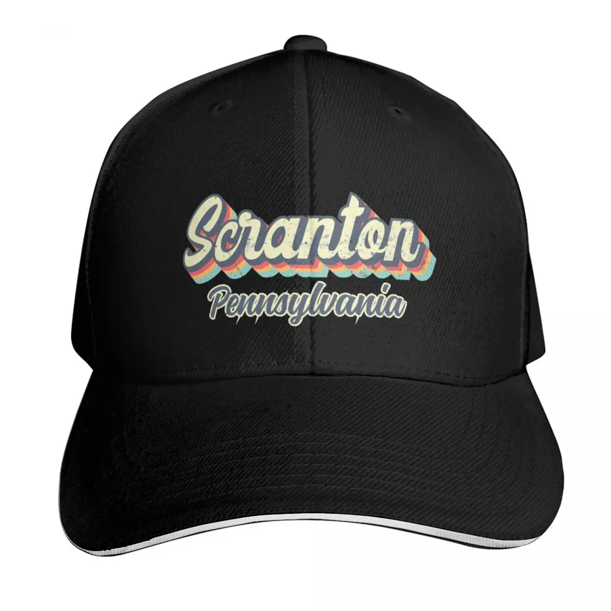 Scranton City Pennsylvania Retro Vintage 70s rainbow Baseball Cap tactical cap Designer Hat Visor Hood Baseball For Men Women's
