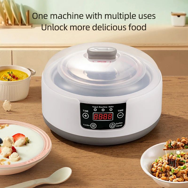 Máquina de yogur de 1,2 L, máquina de yogur multifuncional automática, cocina, arroz, vino, máquina de fermentación Natto para el hogar, EE. UU./UE/Reino Unido