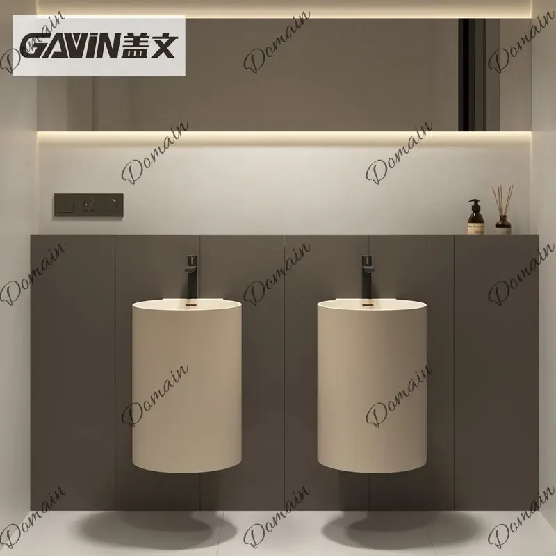 Th Gallen Wall-Mounted Vanity Sink Solid Surface Basin For Small Bathroom Custom Washbasin With Cabinet