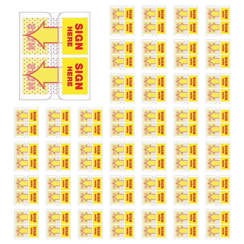 600 ชิ้นป้ายที่นี่แท็บป้ายที่นี่ป้ายที่นี่สติกเกอร์ป้ายที่นี่ธงพร้อมเครื่องจ่ายลูกศรธง 1 นิ้ว (สีเหลือง)