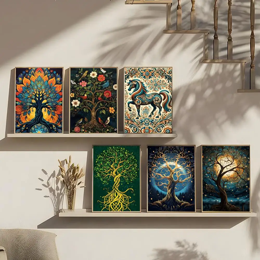 Mystical I-Indian Tree Of Life Poster Art print wall decor ideal for living room, bedroom, bar, parlor, and home gifting