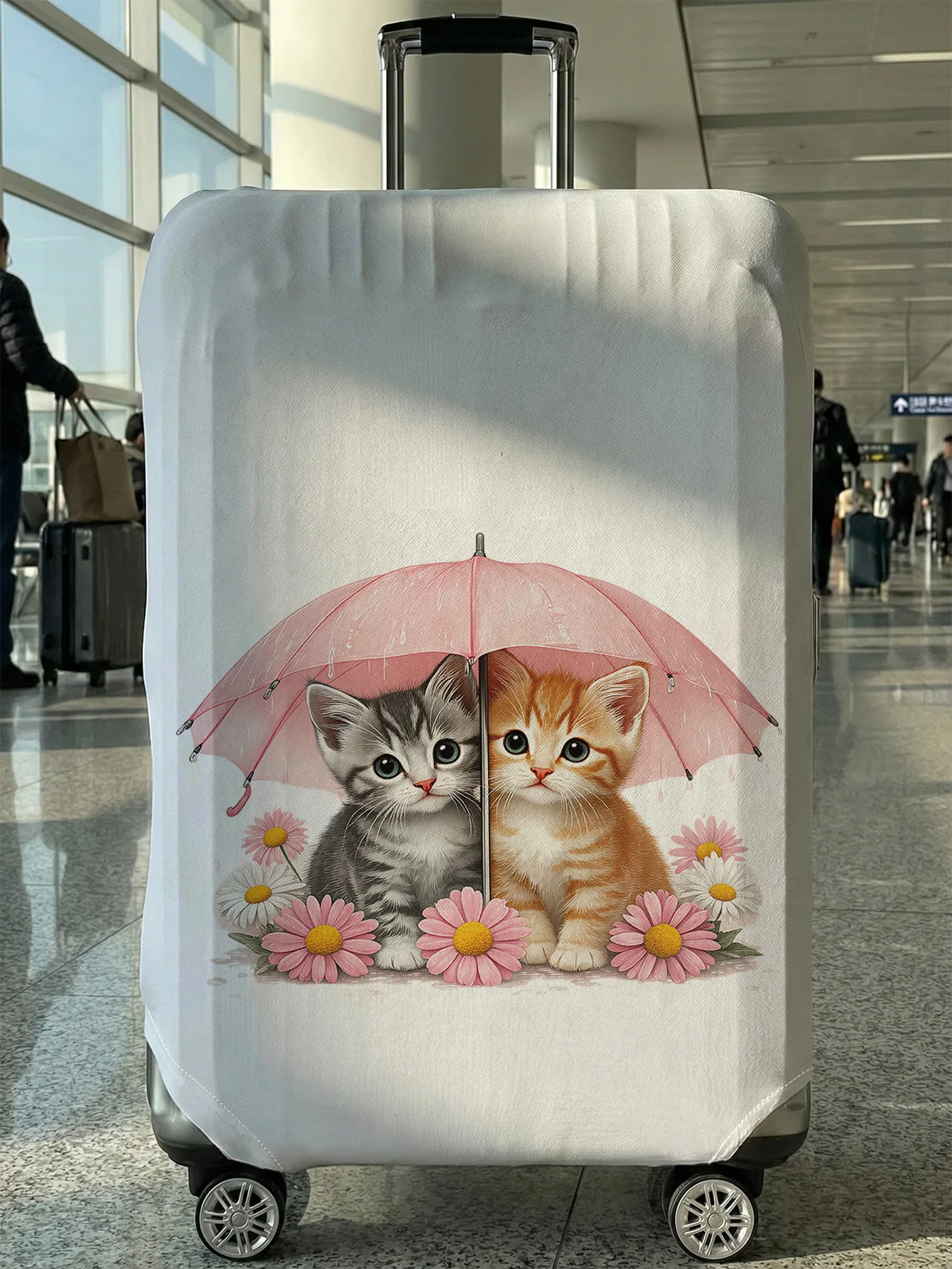 

Защитный чехол для багажа с рисунком кошки и ромашки, подходит для чемоданов 18-32 дюймов, чехлы для ручек чемоданов, дорожные аксессуары.