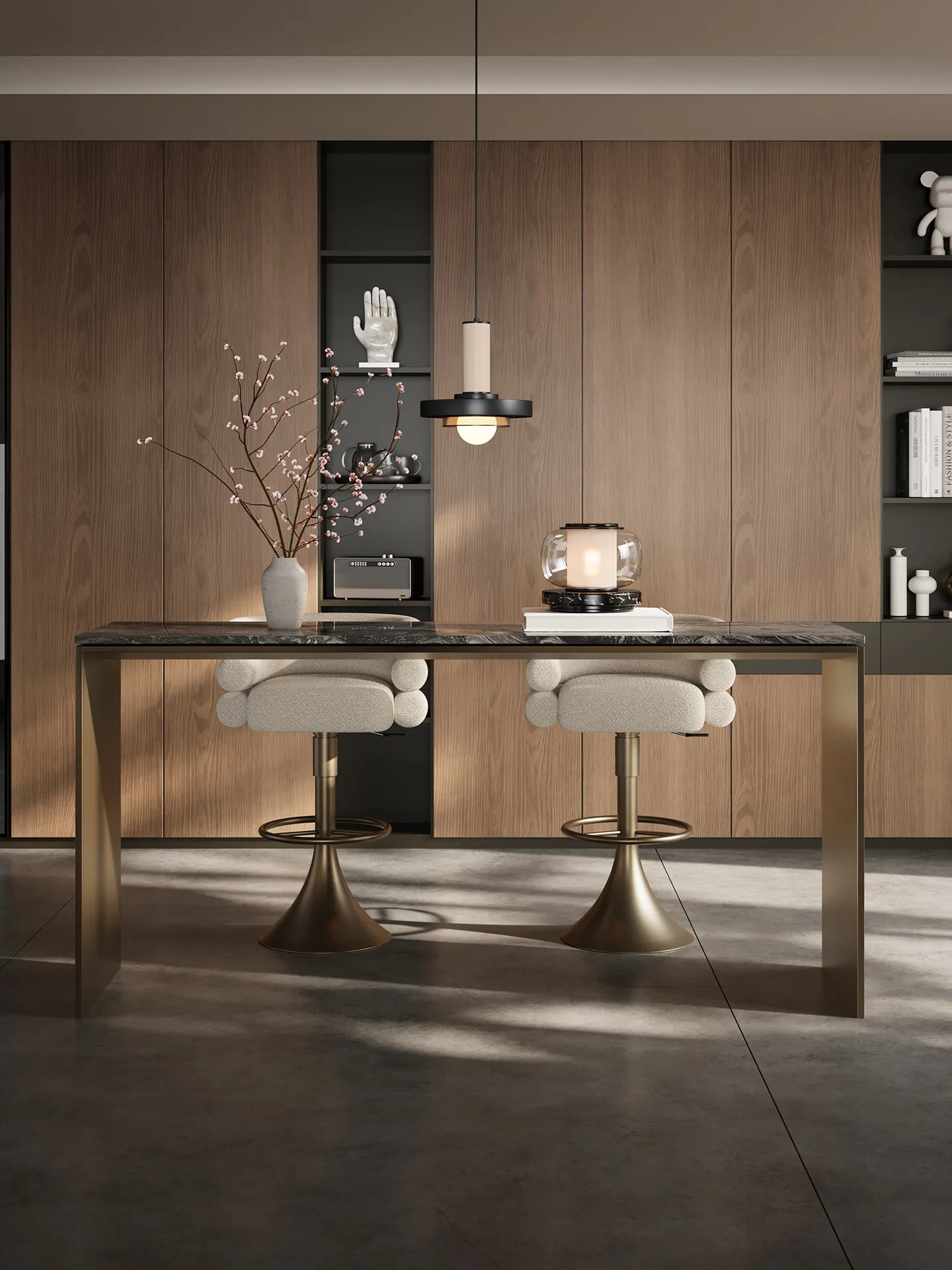 Luxury stone pure natural marble bar table High-end sofa back bar rectangular household living room cabinet