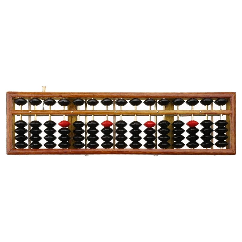 Chinese Abacus Calculator Traditional Wooden Abacus with Reset Button Kid Counting Toy for Student Teacher Math Teaching