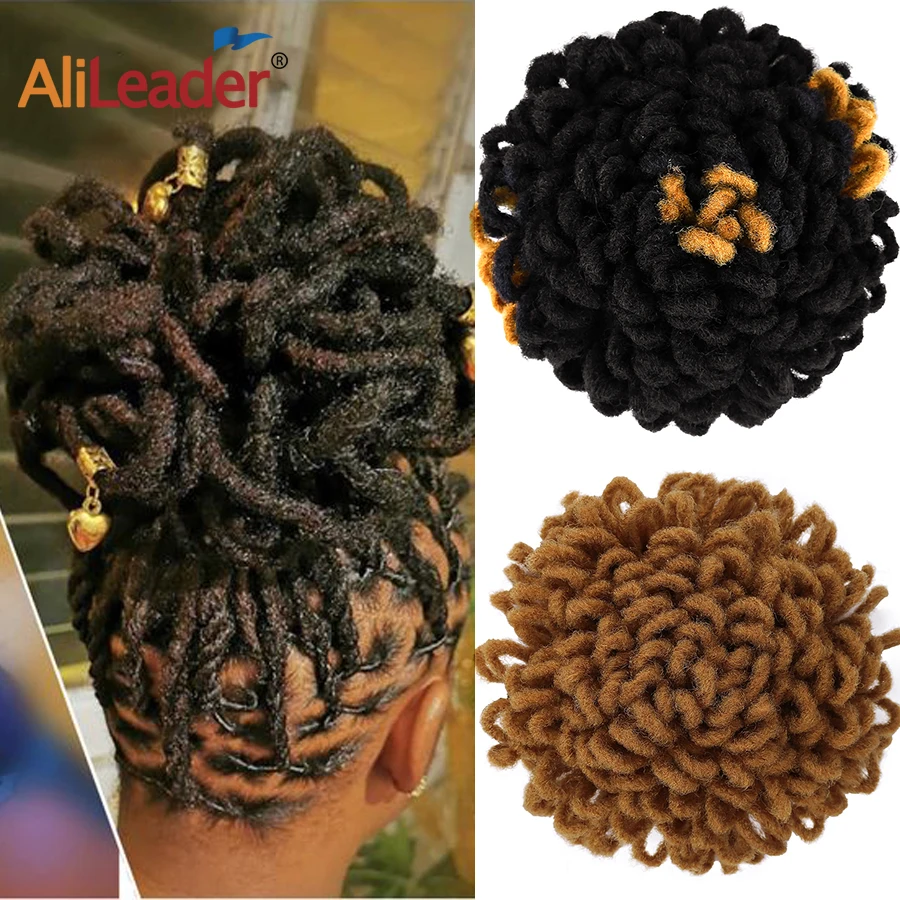 Synthetic Afro Hairpiece Dreadlock Afro Ponytail High Afro Puff Drawstring Ponytail Faux Loc Bun Crochet Braided Clip-In Hair