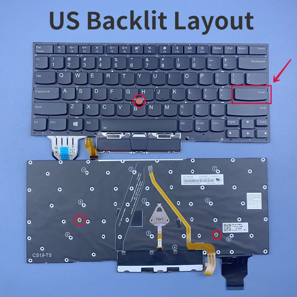 

US Hungarian Backlit Keyboard For Lenovo ThinkPad X1 Yoga Gen 5 5th Series SN20W73811 SN20W73869