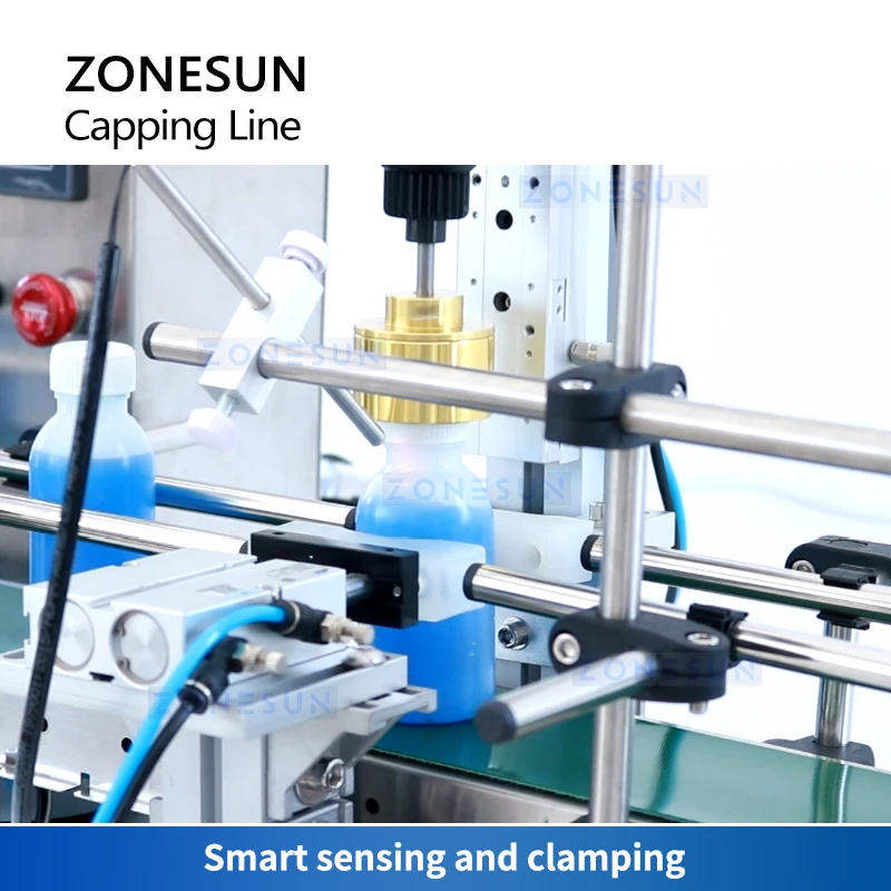 ZONESUN Pneumatic Automatic Screw Capping Machine with Conveyor Bottle Capper Packaging Small Production ZS-XGC1