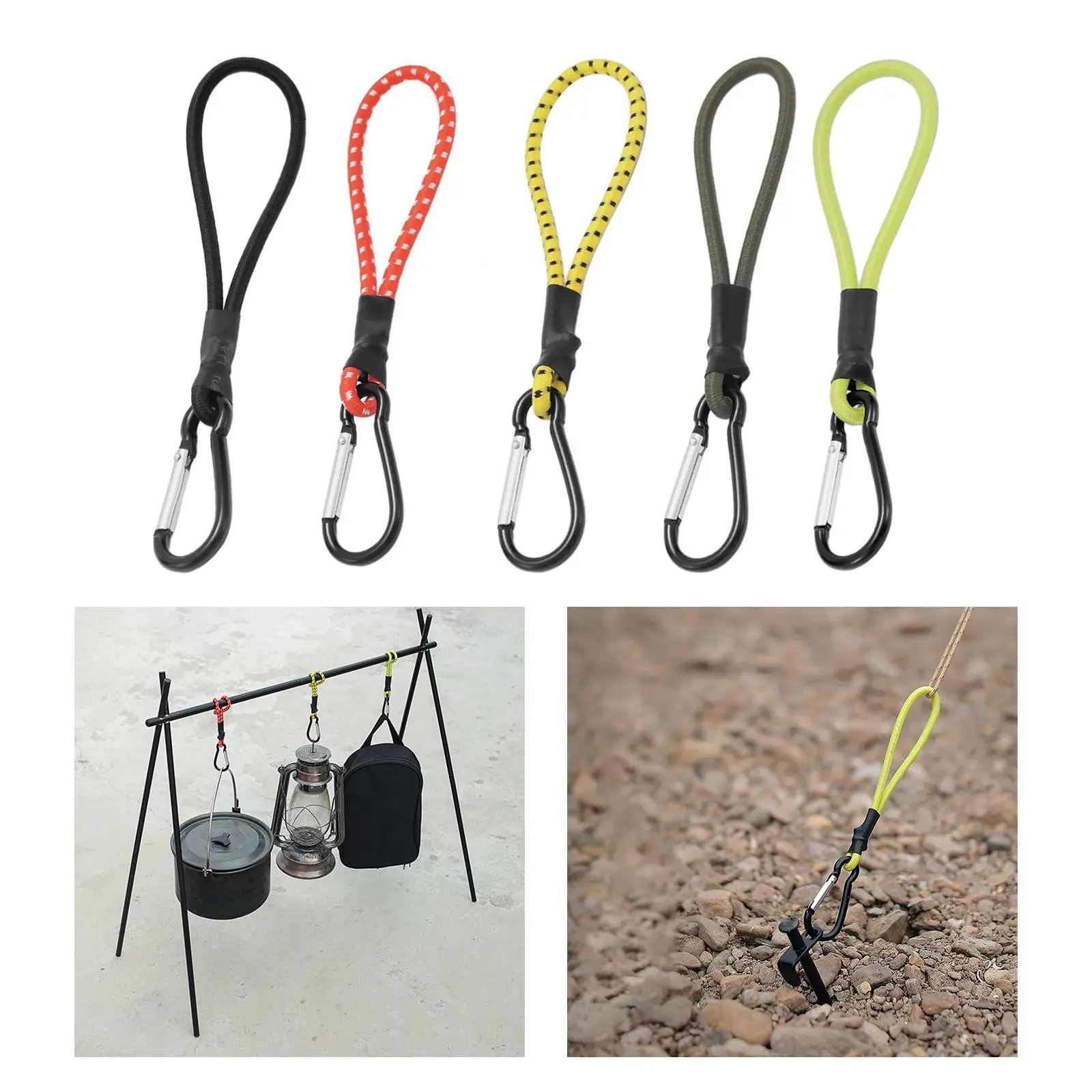 Camping Tent Hook Elastic Rope Adjustable Tensioner Aluminum Buckle Versatile Outdoor Gear for Hiking Travel