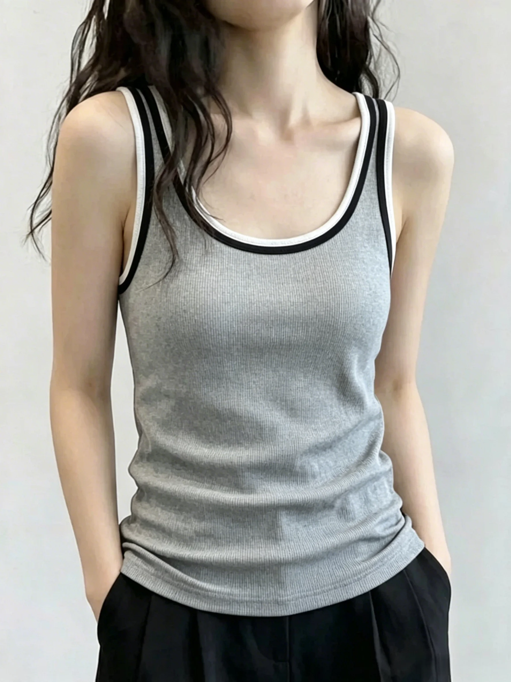 Women's Slim Fit Tank Top 95 Cotton Sleeveless Base Layer Shirt Spring Summer New Style plus Size Big MM Casual Outerwear