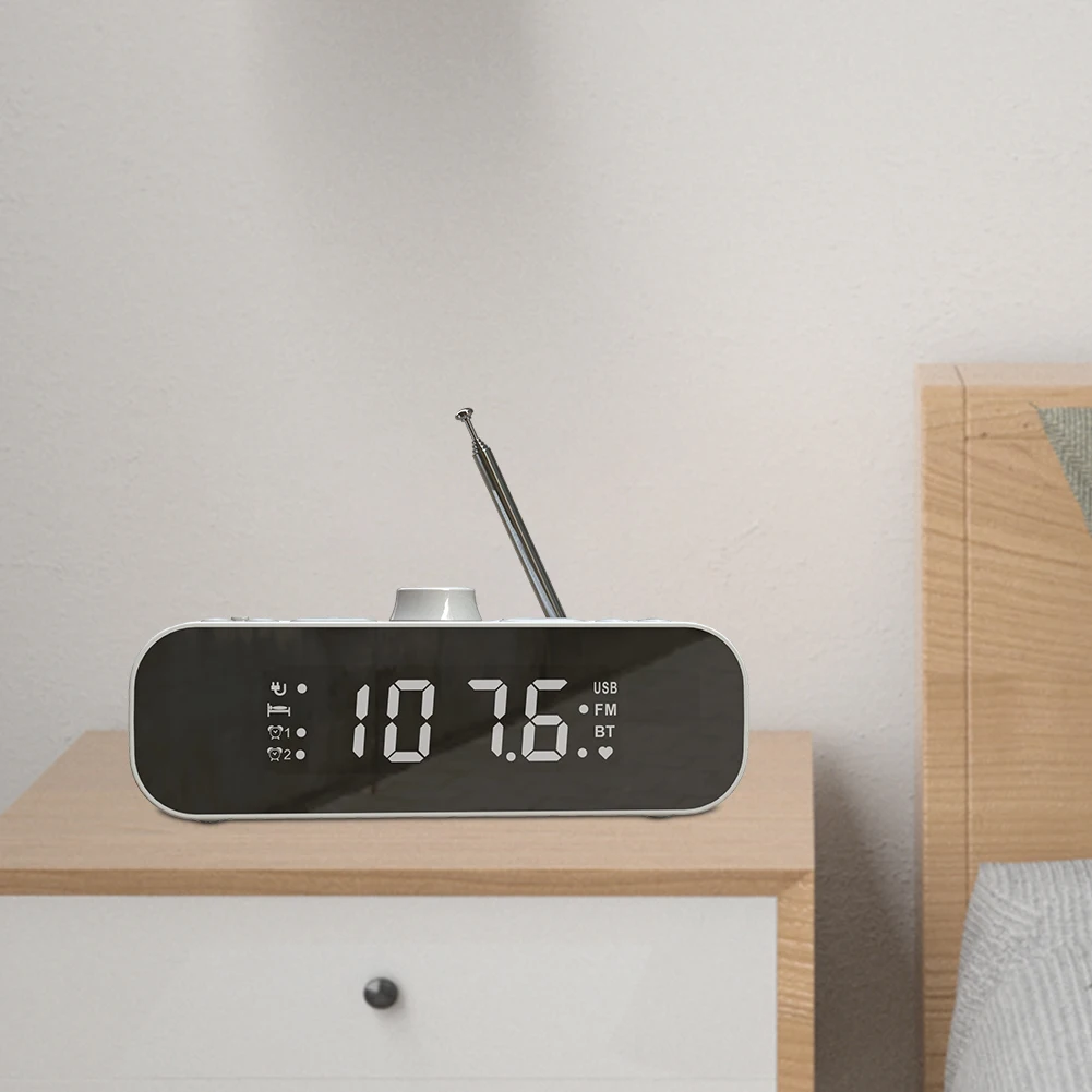 

Digital Alarm Clock Radio LED Display Digital Radio Rechargeable Clock Radio with Auto-Off Timer for Bedroom