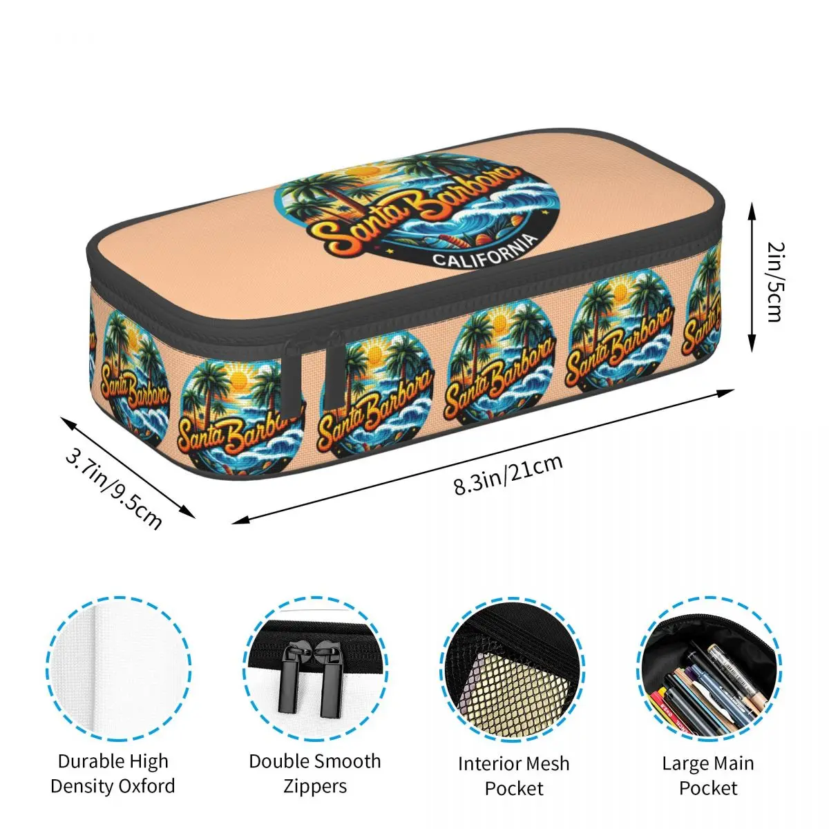 Santa Barbara, Kalifornien USA Federmäppchen für Jungen und Mädchen, Schule, Stiftbox, Bleistiftbeutel, Schreibwarenbedarf, Stifthalter-Tasche