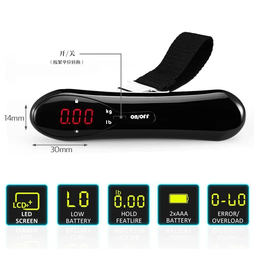 50kg/110lb Suitcase scale Pocket Mini Luggage Scale Travel Bag Hanging Scales Electronic Balance Weight