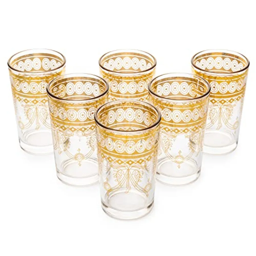 

Moroccan Glasses Artisan Hand-Made Multipurpose 170 ml 6 oz Tea Coffee and Wine Moroccan Hot and Cold Tumbler - Marrakech and C