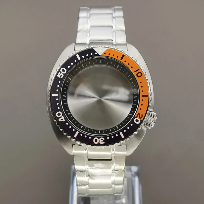 

NH35 NH36 Case 6105 Turtle Abalone Case Sapphire Crystal Glass Fit for 7S26 4R NH35 NH36 Movement With Steel Band Men Watch Case