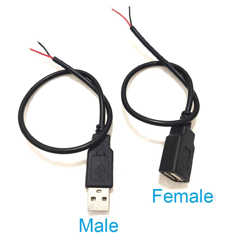 5V USB 0.3M 1M 2M 2 핀 4 핀 2 와이어 DIY usb 수 암 잭 커넥터 케이블, 전원 충전 연장 케이블 코드 커넥터 어댑터