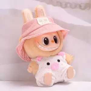 Mini Plüschpuppenkleidung, Outfit -Accessoires für Korea Kpop Exo Labubu Idol, rosa Tupfen -Dot -Schwein, rosa Hasenhut, Kleidungsgeschenk, 17 cm 10 Hauptverkäufe Papa Bälle Kleidung - №5