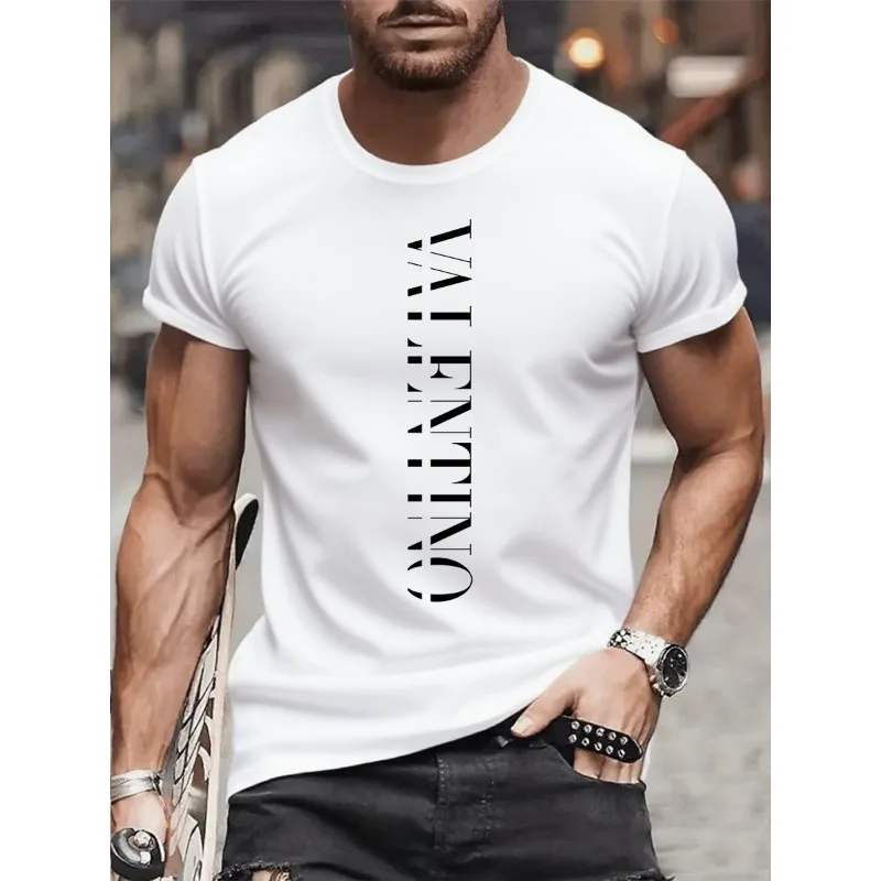 Camiseta de manga corta con cuello redondo y estampado para hombre, de marca de lujo - ropa urbana para el verano, top original para hombre