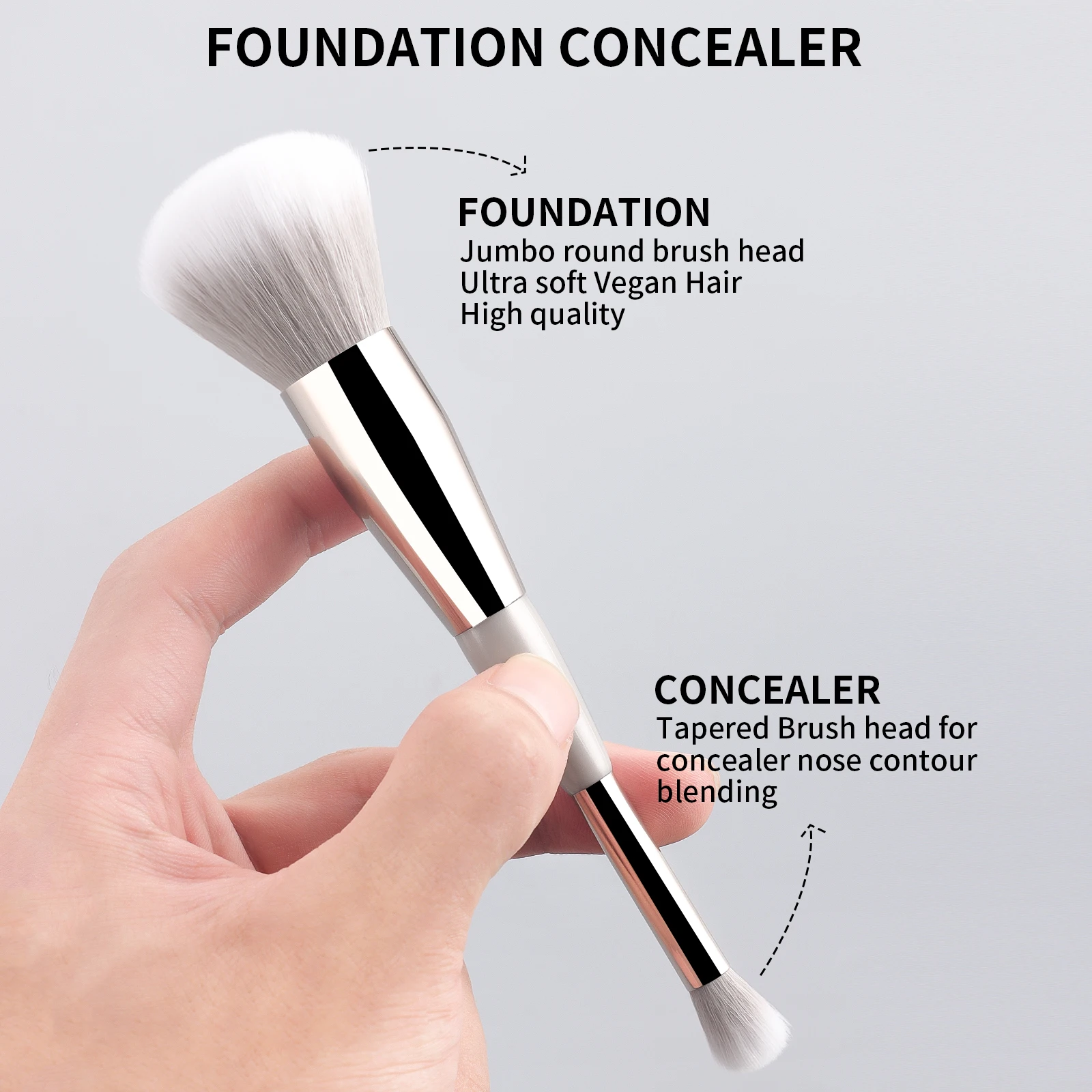 2 uds cara doble cabeza maquillaje ajuste base contorno cara contorno cepillo polvo alto brillo colorete Mini portátil Mak