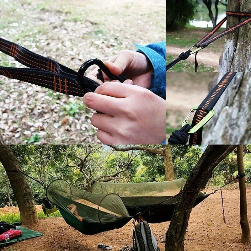 2/4 piece heavy duty climbing buckle and adjustable nylon hammock straps - for hammock straps, outdoor equipment, hammock fittings, sturdy construction, camping gear that can withstand 600 ib view 4
