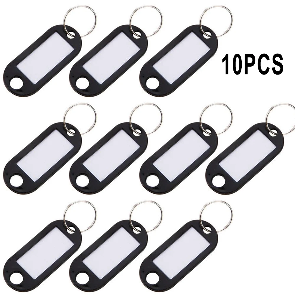 10pcs Key Tag Card Marking Luggage Label Plate Key Ring Key Chain Colorful Black Blue Plastic Household Hotel Pendant Accessory