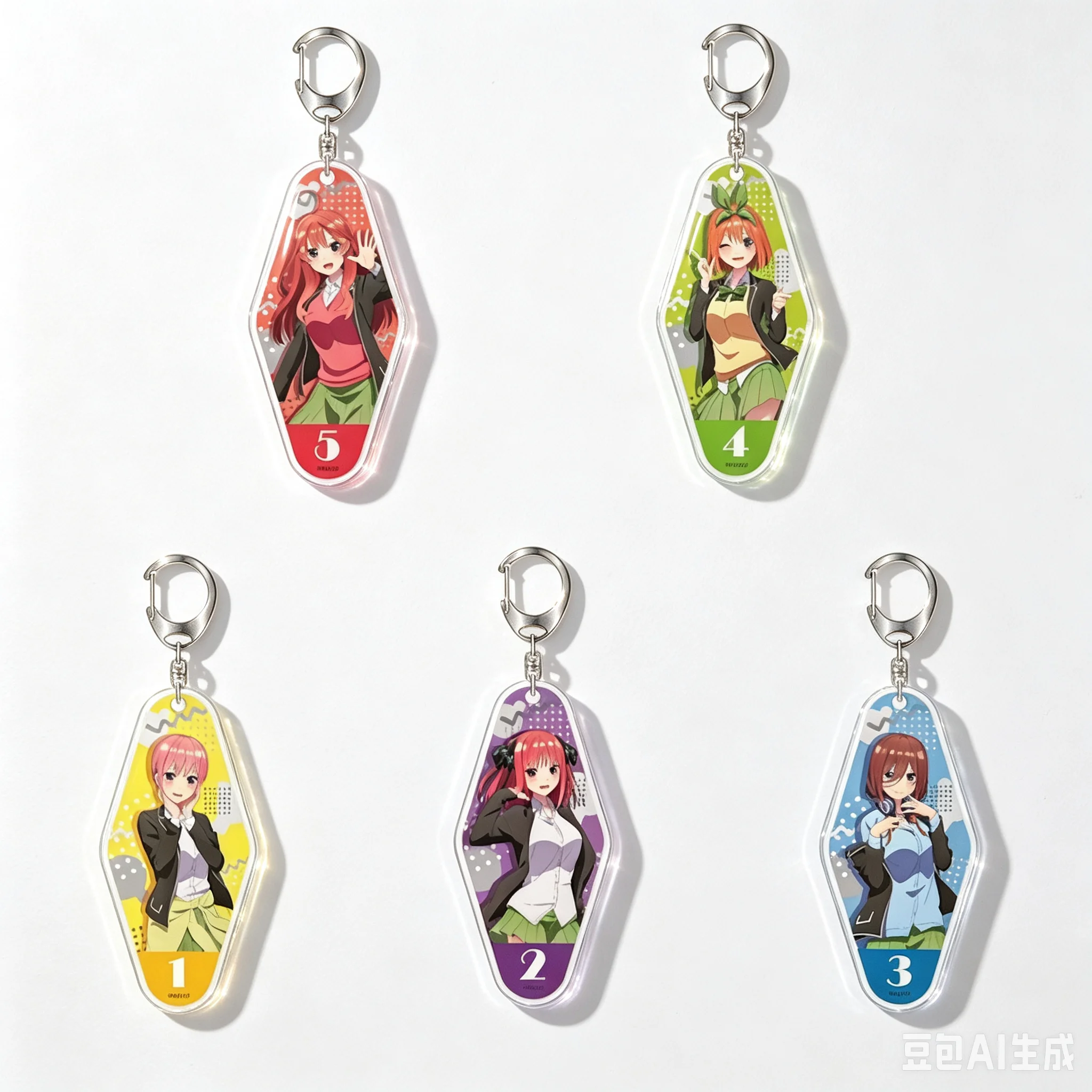 Figura Decorativa de los Quintupletos de Dibujos Animados, Regalo Encantador, Juguetes Acrílicos de Anime, Decoración de Habitación, Llavero para Bolsa y Coche