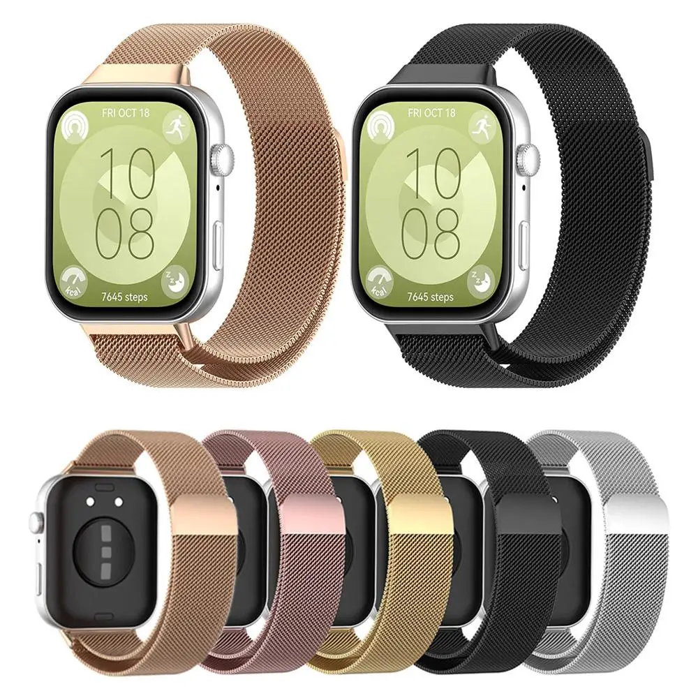 

Magnetic Milanese Strap for Huawei Watch Fit 3 Stainless steel Breathable Wristband for Huawei Watch Fit 4/Pro Strap Accessories
