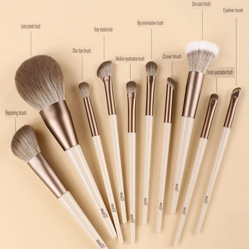SEM Shuermei Makeup Mocha Set 10pc - Eyeshadow Blush Brush Nose Shadow Complete Set of Brushes