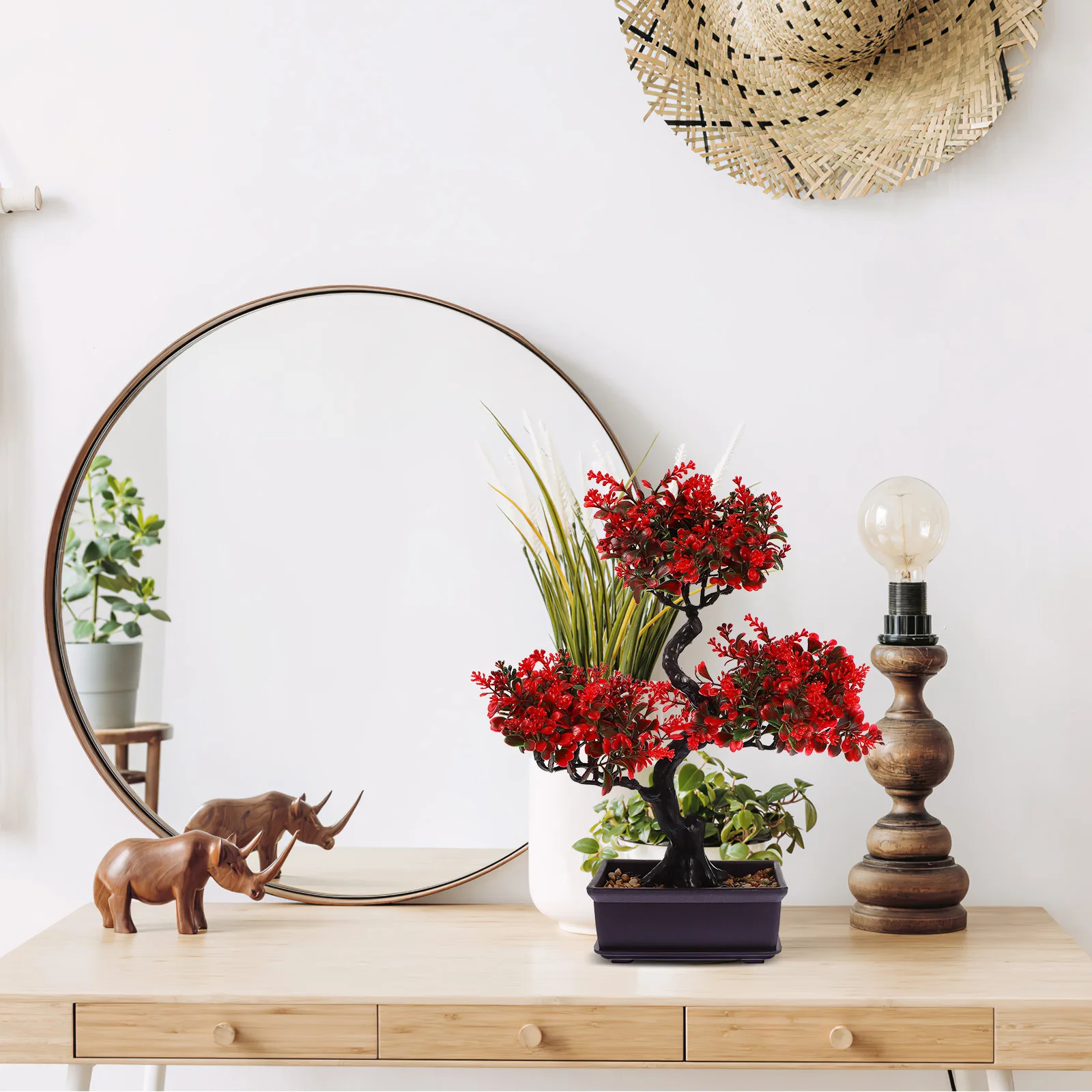 

Simulation Fake Bonsai Plastic Faux Bonsai Tree for Indoor Home Office Table Plant Decor No Daily Maintenance Faux Plants