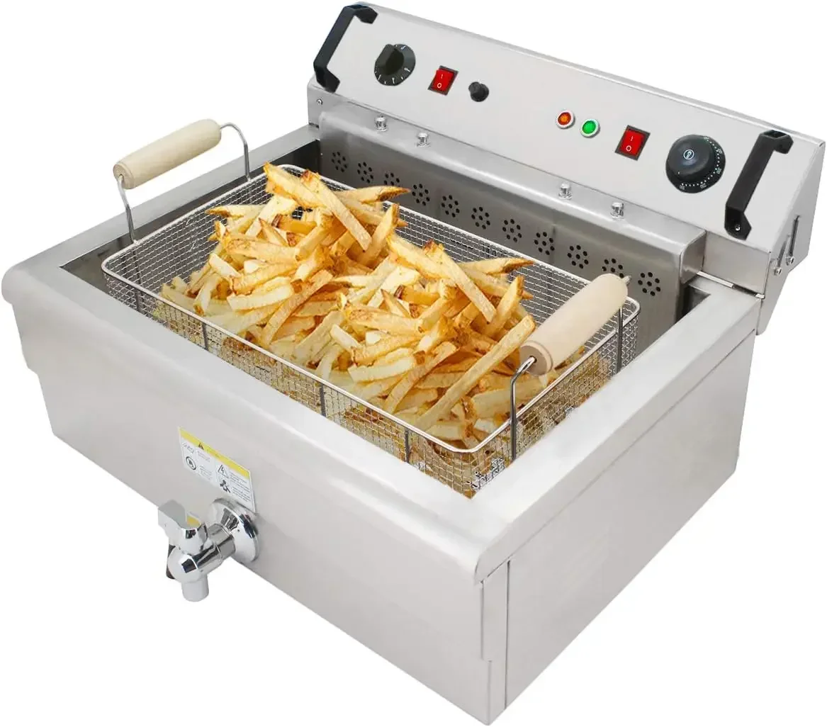 

ALDKitchen Commercial Deep Fryer Electric Oil Fryer Snack Machine with Removable Basket Stainless Steel 110V (30 L)