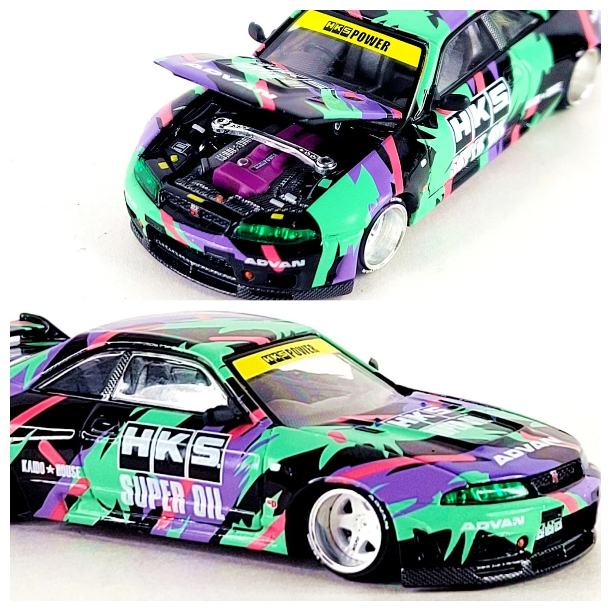 

Kaido House x Mini GT Skyline GT-R (R33) HKS KHMG129 1/64 Diecast Metal Car model car Limited Alloy